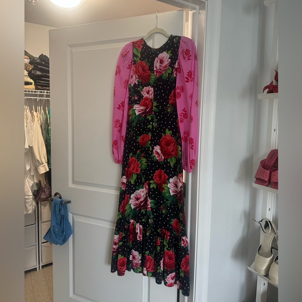 Kitri Floral Long Sleeve Dress with Pink and Red Roses